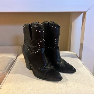 Black Studded Women's Ankle Boots